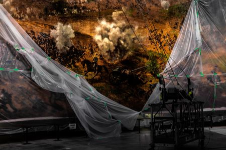 A section of the 18,000-square-foot Cyclorama depicts a pivotal moment: Lt Edward Jones, on horseback, racing to 
reinforce the Federal line. 