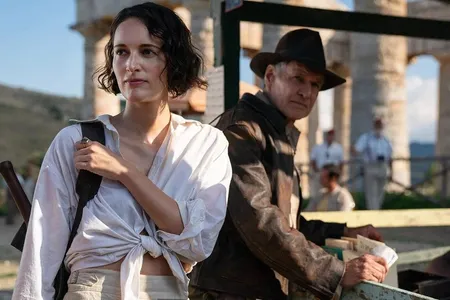 Phoebe Waller-Bridge (left) and Harrison Ford (right) in&nbsp;Indiana Jones and the Dial of Destiny