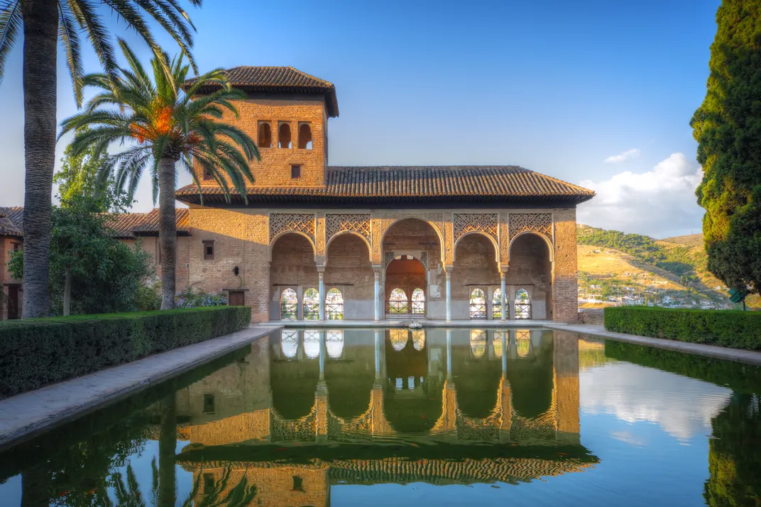 The evocative garden area of the Generalife at the Alhambra, Granada