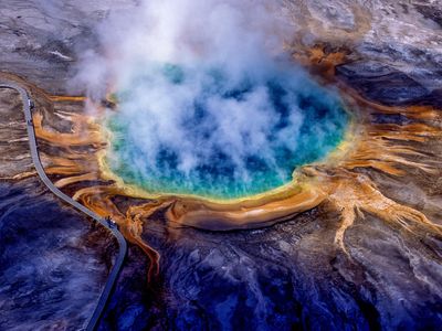 The Grand Prismatic Spring is one of the most indelible hydrothermal features in Yellowstone National Park.