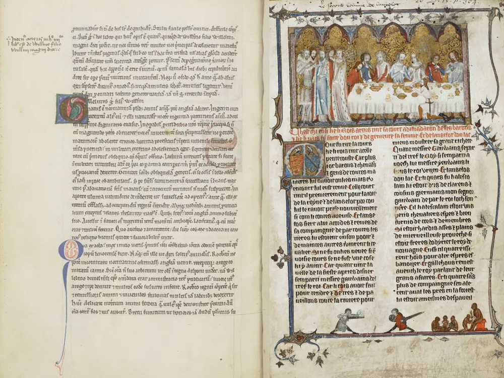 Medieval manuscripts featuring stories about King Arthur and Camelot