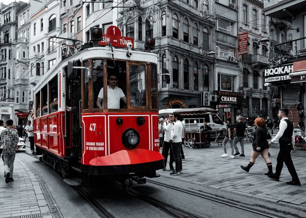Tram in Istiklal Caddesi, Istanbul, Turkey thumbnail