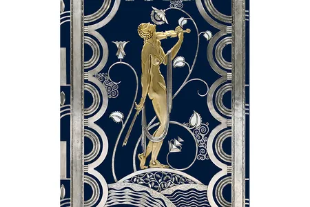 Muse with Violin Screen (detail), 1930. Rose Iron Works, Inc. (American, Cleveland, est. 1904). Paul Fehér (Hungarian, 1898–1990), designer. Wrought iron, brass; silver and gold plating