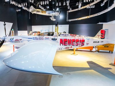 In the upcoming exhibition, &quot;Nation of Speed,&quot; the Sharp DR 90 Nemesis (above: museum workers install the aircraft in the new gallery) will go on view when the Smithsonian&#39;s National Air and Space Museum reopens this fall.&nbsp;