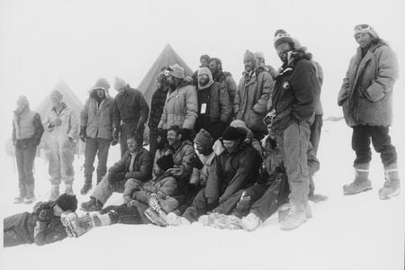 A recovery crew on the site of the 1979 Mt. Erebus crash. 