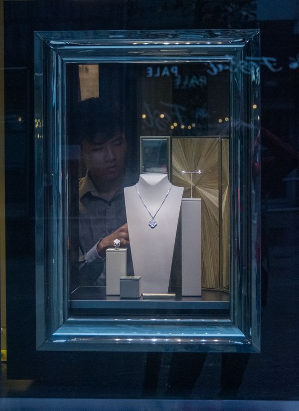 Store window display being prepared thumbnail