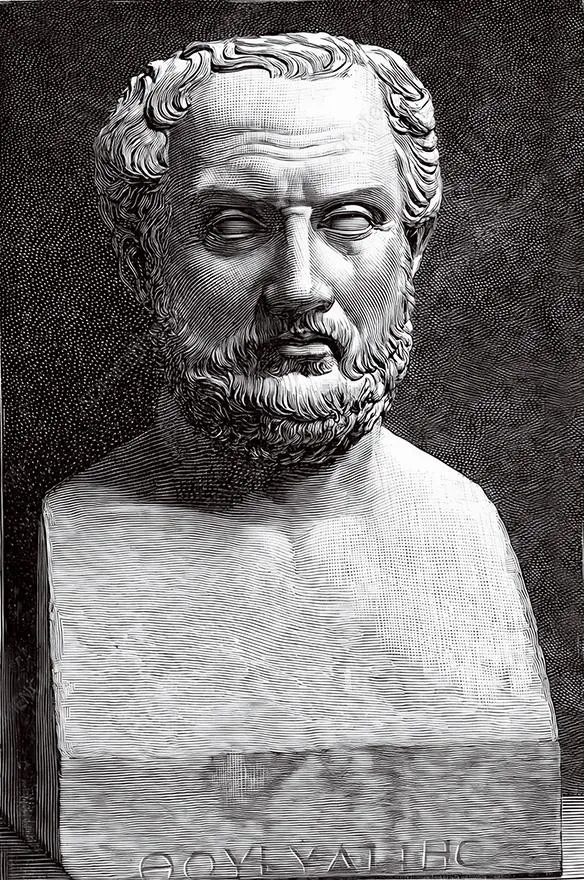 a illustrated bust of Thucydides