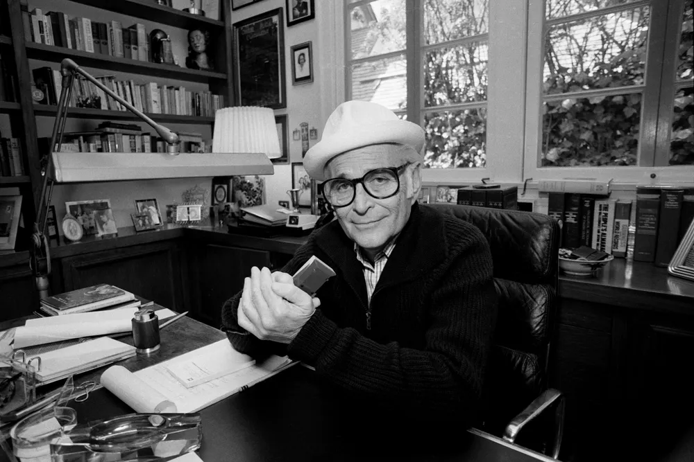 Norman Lear at his desk