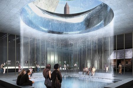 The Contemplative Court (concept illustration) at the National Museum of African American History and Culture will feature falling water and a dramatic view.