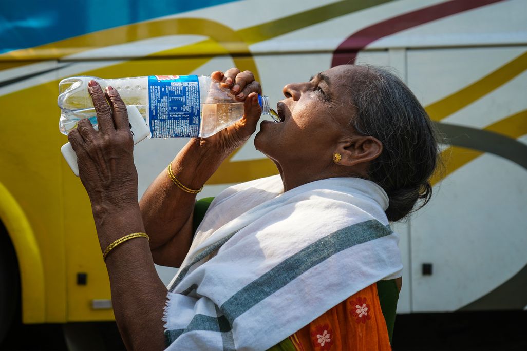 A woman drinking water