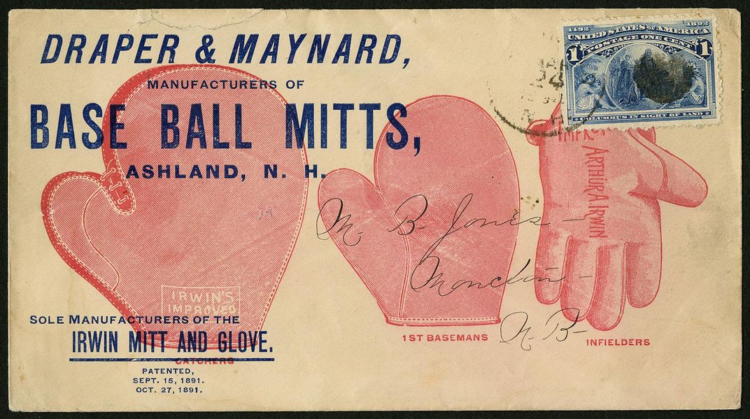 Draper & Maynard, manufacturers of base ball mitts advertising cover