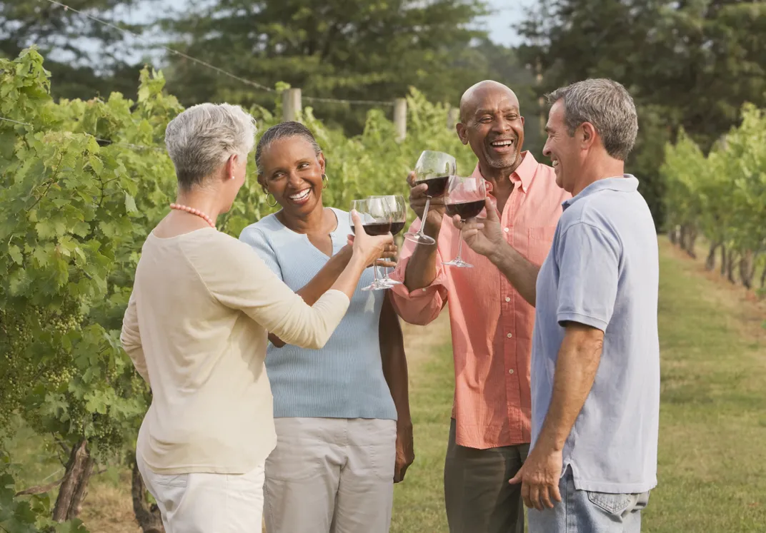 Wine tasting at a vineyard