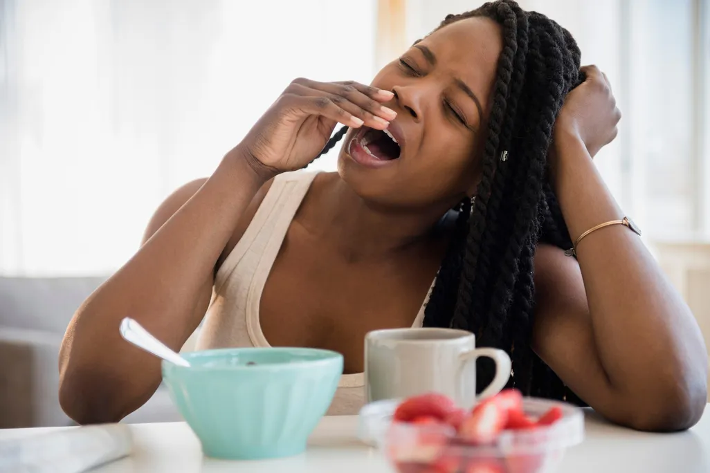 woman yawning