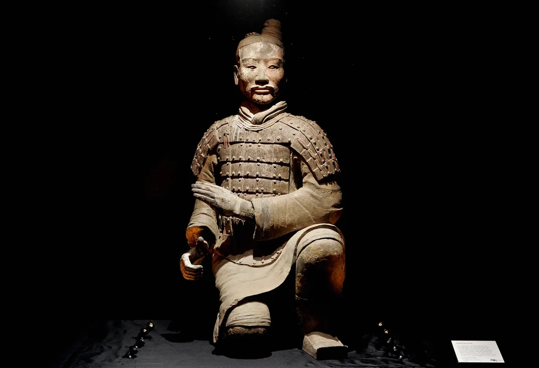 A kneeling archer featured in a exhibition of terra-cotta warriors at the British Museum in 2007