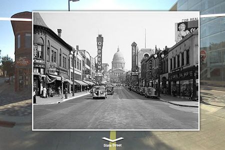 Historypin is a website that allows users to "pin" old photographs, video or audio clips to Google Maps at the very locations they were snapped and recorded. Shown here is the Wisconsin State Capitol from 1939.