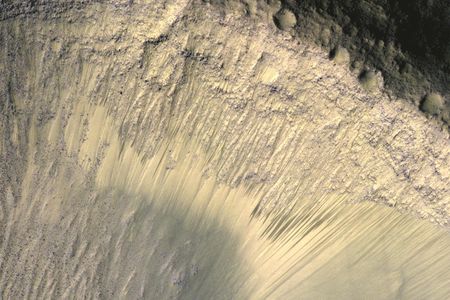 The dark streaks known as recurring slope lineae are thought to be evidence of briny water on the Martian surface.