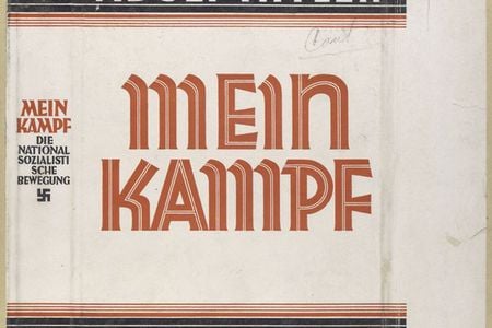 Dust jacket of the book Mein Kampf, written by Adolf Hitler.