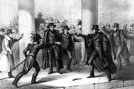 An unemployed painter named Richard Lawrence attempted to assassinate President Andrew Jackson in January 1835. 