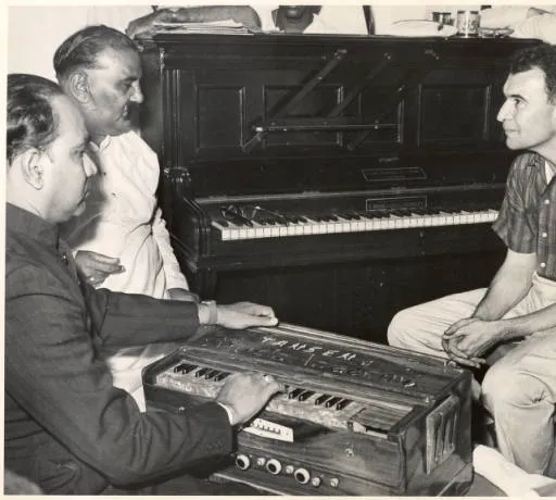 Brubeck (above, with local musicians) traveled to India on a State Department tour in 1958.