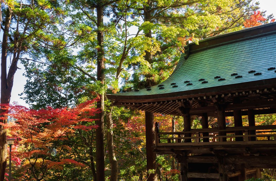 Autumn leaves surround Okuboji, temple 88 on the Shikoku pilgrimage trail.