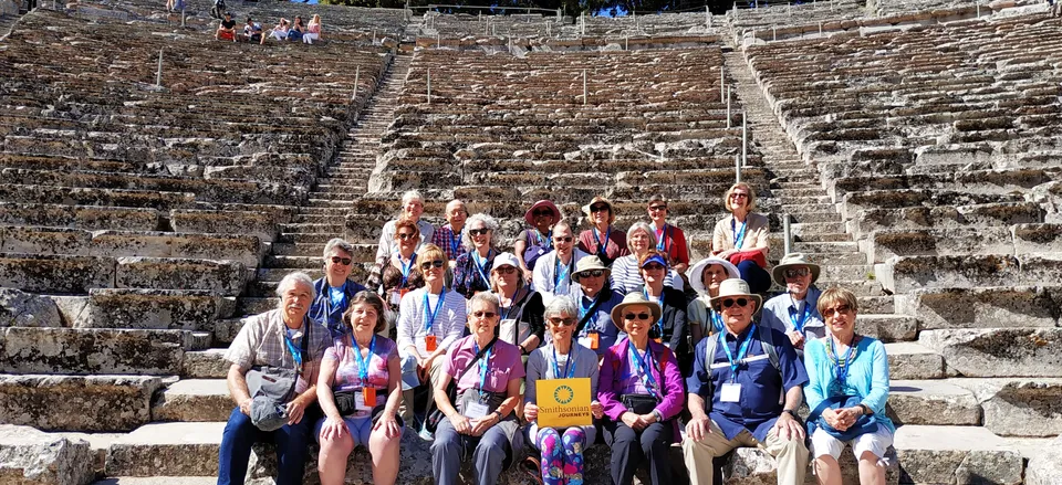None Smithsonian Journeys travelers at the ruins in Epidaurus, Greece. 