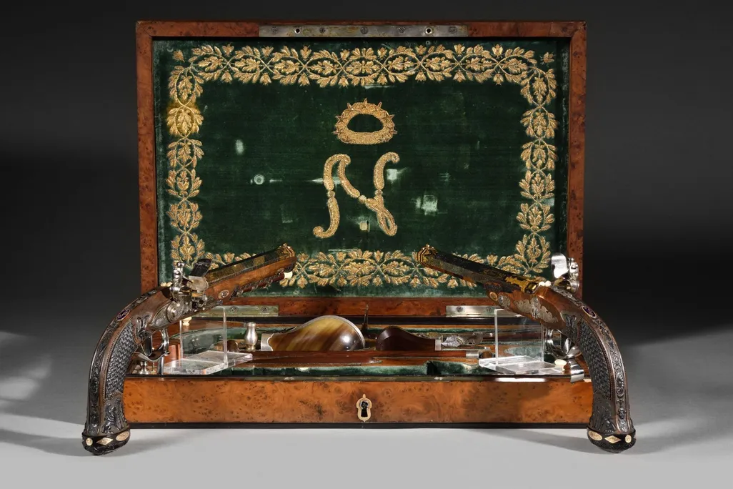Pair of pistols in ornate box