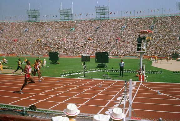 The 400 meter race on 1984 Olympic track