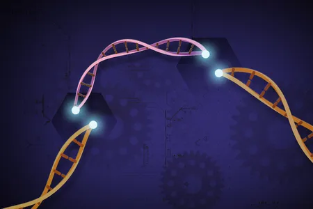 CRISPR allows scientists to cut and insert small slices of DNA with precision, illustrated here.