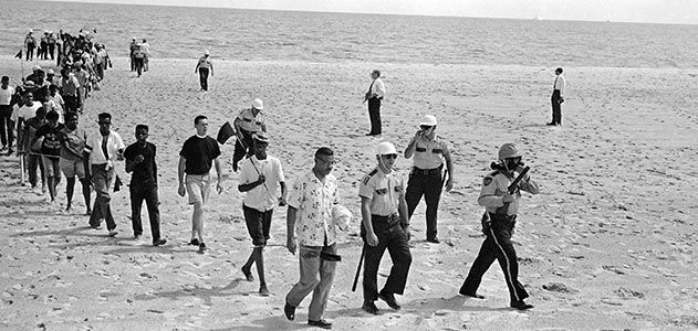 Black and white demonstrators at Biloxi beach