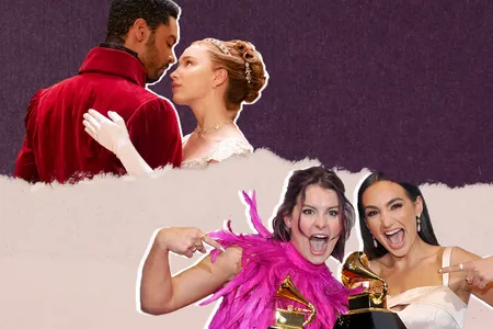 Abigail Barlow (bottom left) and Emily Bear (bottom right) won a Grammy for their&nbsp;Unofficial Bridgerton Musical.