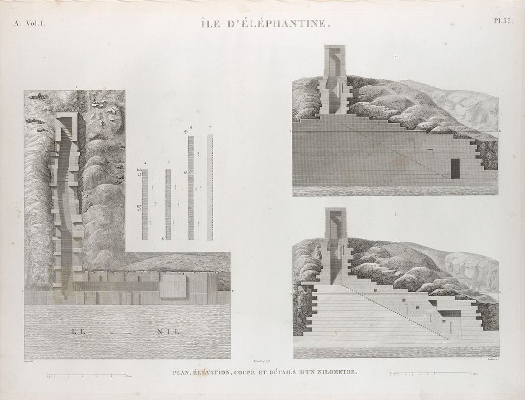Diagram of the nilometer on Elephantine Island