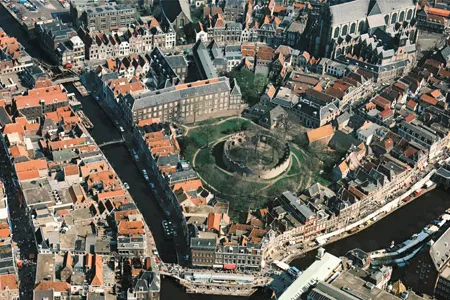 Aerial view of the city of Leiden, Holland