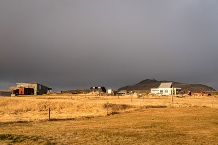 The small fishing village of Grindav&iacute;k, which officials evacuated late last week as a precaution in advance of a likely volcanic eruption in the area.