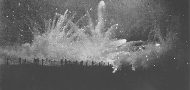 A nighttime German barrage on Allied trenches at Ypres