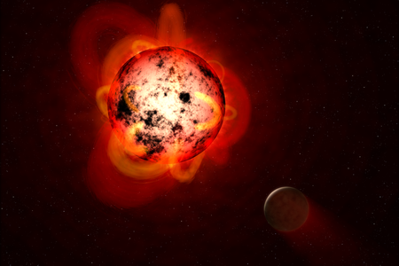 Artist's conception of a flaring red dwarf star.