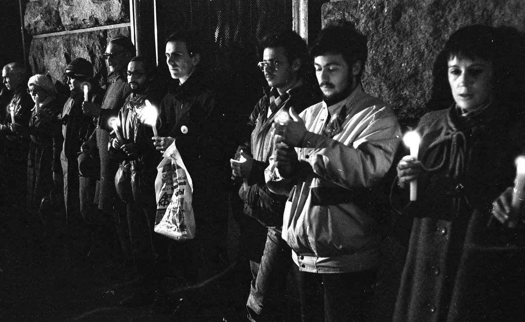 The first public rally near the KGB building in Moscow in 1989