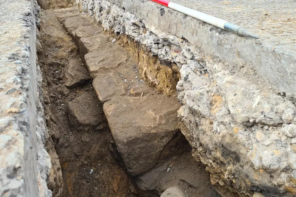 Section of Hadrian's Wall unearthed in Newcastle