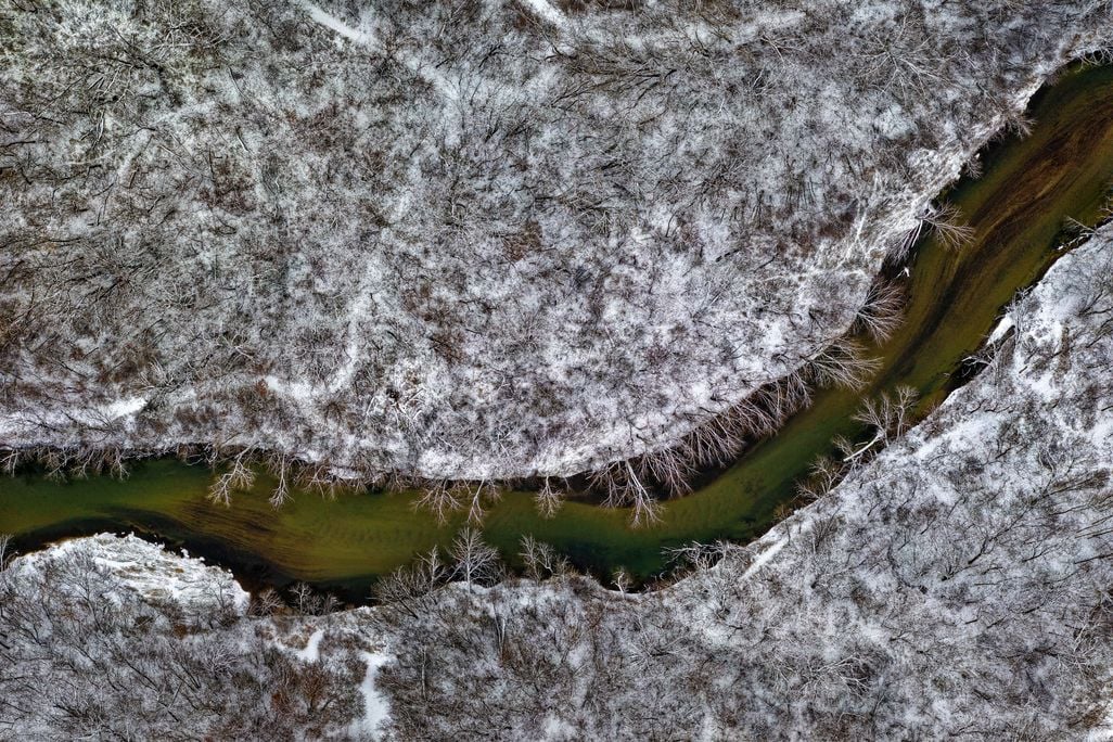 Overhead winter river
