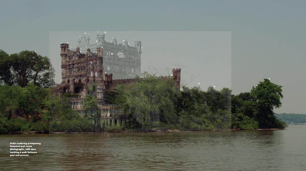 ghost image superimposed castle old and new