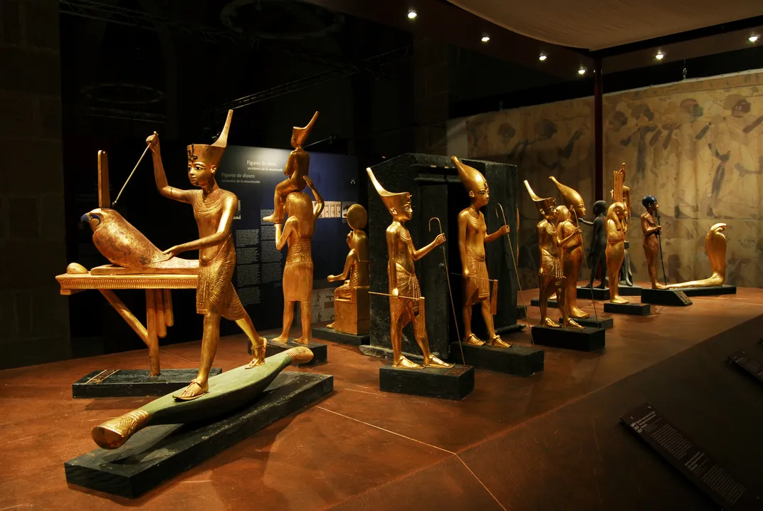 Replicas of statues found in Tut's tomb