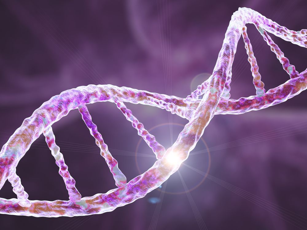 Illustration of twisting double helix stand of DNA