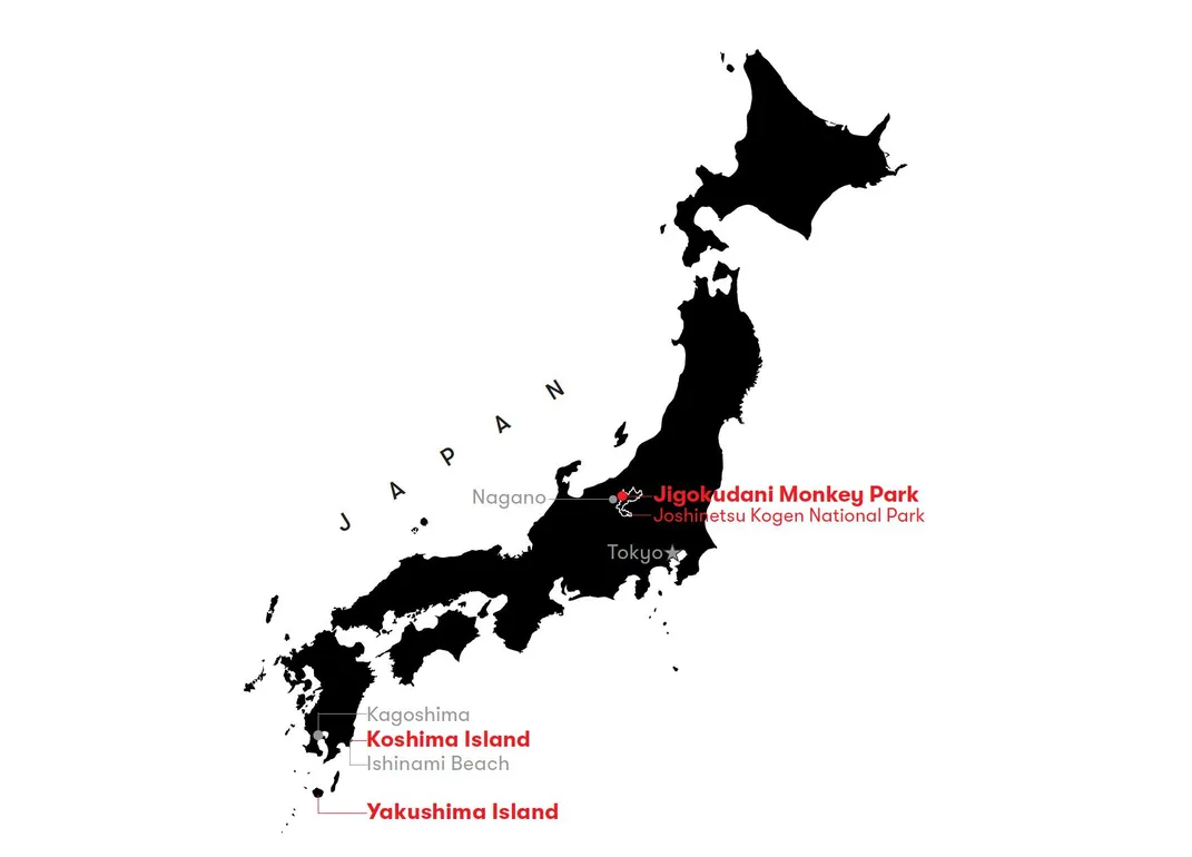 Map of three major monkey habitats 