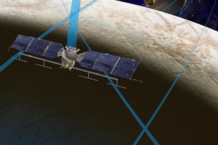 Artist’s rendering of the solar-powered Europa Clipper, the leading contender to become NASA’s mid-2020s mission to the icy Jovian moon.