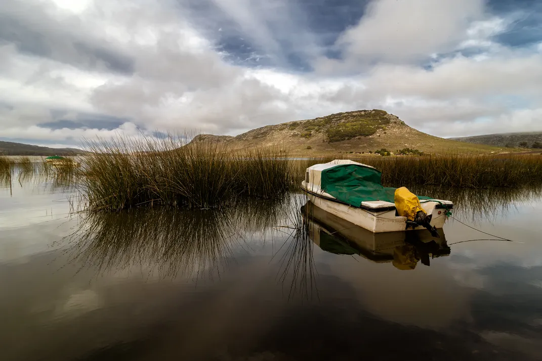 A fishing boat on a lake