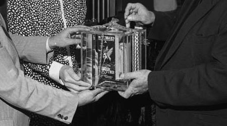 The 1987 L. Ron Hubbard Writers of the Future time capsule placed in a bank vault