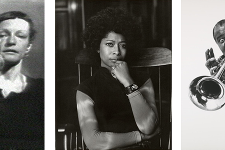 Credit: “Left Side Right Side” (still) by Joan Jonas, 1972. Single-channel video (black-and-white, sound), 8:50 min. National Portrait Gallery, Smithsonian Institution. © 2020 Joan Jonas / Artists Rights Society (ARS), New York. Courtesy the artist and Gladstone Gallery, New York and Brussels (left). Alice Walker by Bernard Gotfryd, gelatin silver print, 1976. National Portrait Gallery, Smithsonian Institution. © The Bernard Gotfryd Revocable Living Trust (center). Louis Armstrong (detail) by Philippe Halsman, gelatin silver print, 1966 (printed 1998). National Portrait Gallery, Smithsonian Institution; gift from the Trustees of the Corcoran Gallery of Art (Gift of Betsy Karel). The Corcoran Gallery of Art, one of the country’s first private museums, was established in 1869 to promote art and American genius. In 2014, the works from the Corcoran Collection were distributed to institutions in Washington, D.C. © Philippe Halsman Archive (right).

