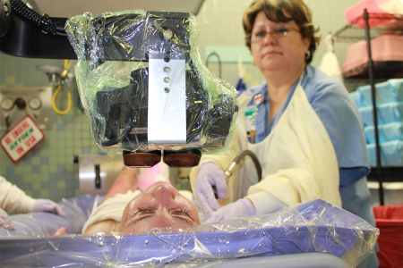 A burn patient uses VR.