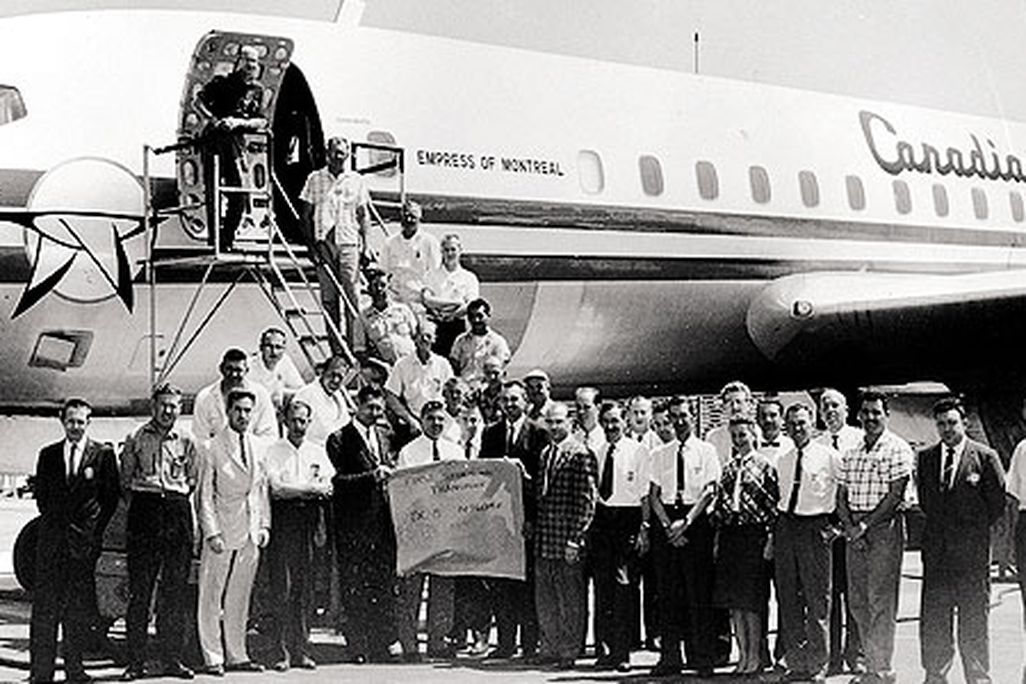 The flight and ground crews for the DC-8 supersonic run included flight test engineer Richard H. Edwards