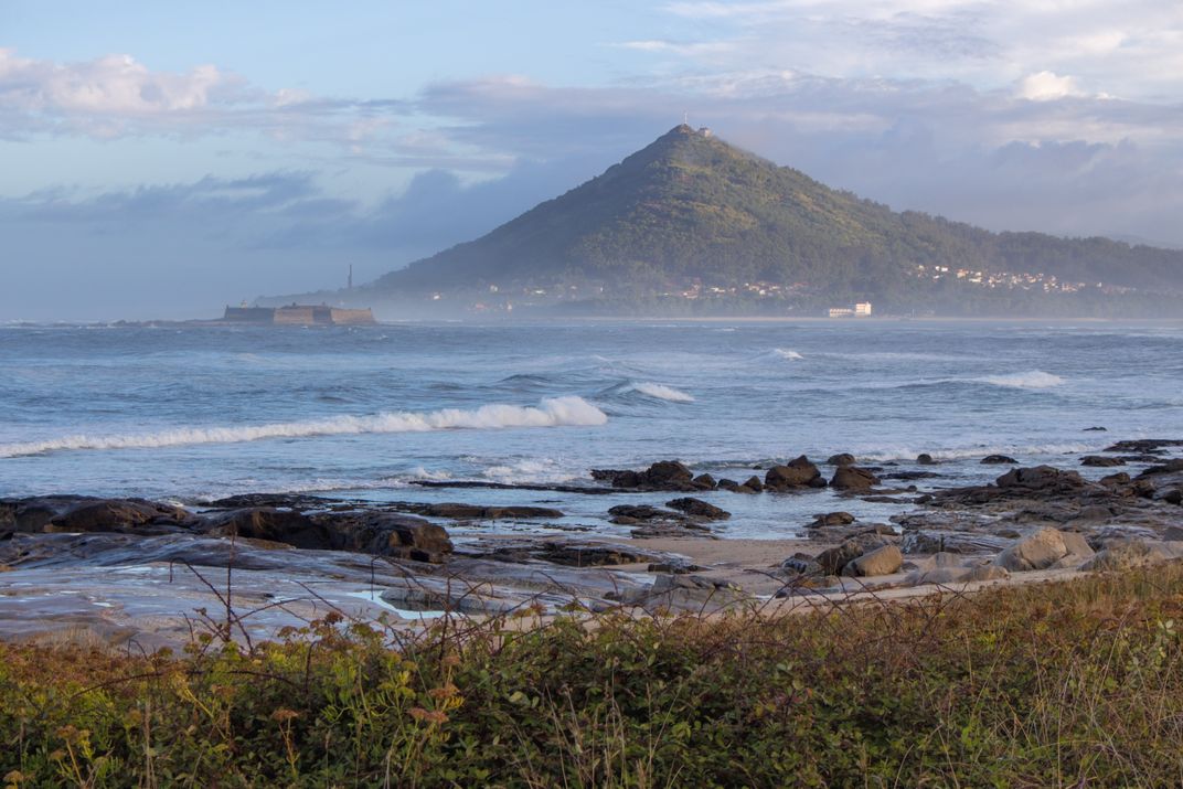 The coast near Caminha, Portugal, along the Portuguese Way of the Camino de Santiago