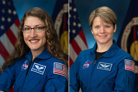 For the first time, two female astronauts will conduct routine tests outside the International Space Station later this month while a team of women at NASA direct the work from the ground. Left: Christina Hammock Koch; Right: Anne McClain